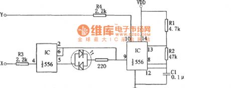 Simple second-line logic state discriminator circuit diagram composed of 556