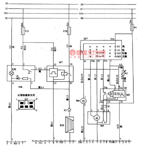 Daewoo RACER car rear window defroster circuit diagram
