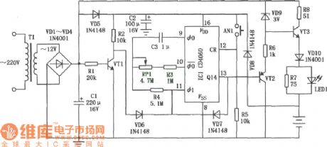 Timing Nicel Cadmium Battery Charger(CD4060) Circuit