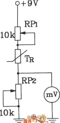 T-121 temperature sensor forming electronic thermometer circuit diagram