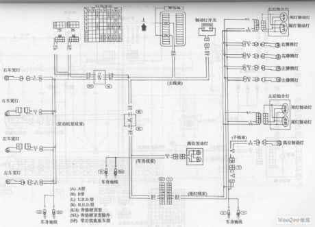 The Circuit of License Plate Lamps,Tail Lamps and Brake Lamps of the Bluebird Car