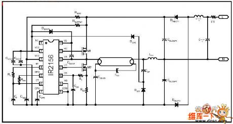 IR2156 fluorescent IC electronic rectifier circuit