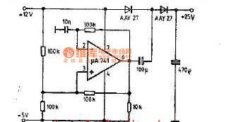 25V output power supply circuit compose of the op amp UA741