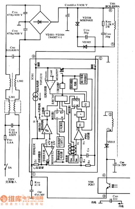TOP223Y PWM monolithic integrated circuit diagram