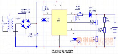 555 IC automatic battery charger circuit diagram(2)