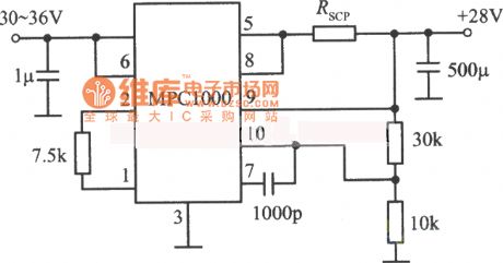 28V, 7A regulated power supply circuit diagram composed of MPC1000