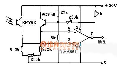 Sensitive photoelectric receiver circuit diagram