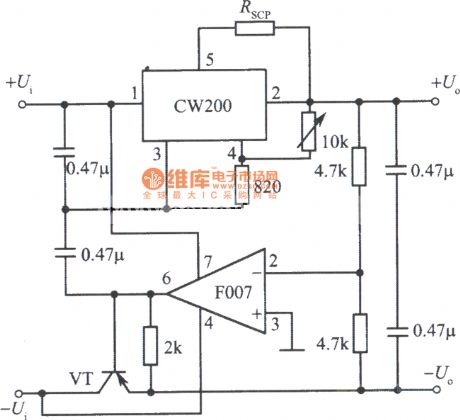 Tracking integrated regulated power supply (CW200) circuit diagram