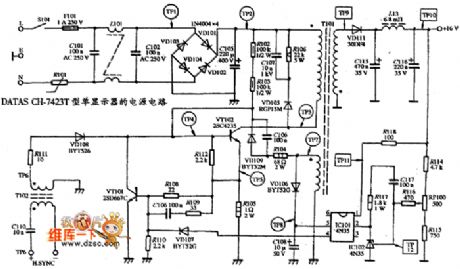 Single Display DATAS CH-7423 Power Supply Circuit