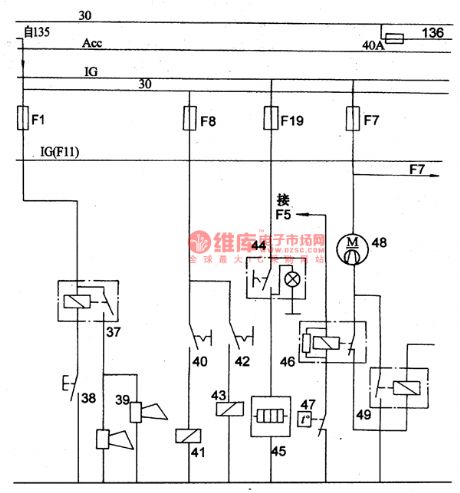 The Brake Lamp,Speaker,Rear Defrost and Cooling Fan Principle Circuit of MAZDA 929