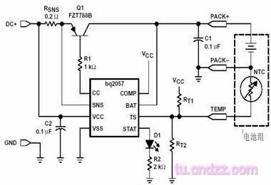 Advanced lithium battery linear charge management IC BQ2057 charge circuit