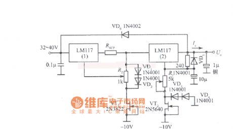 Output current and output voltage adjustable regulated power supply circuit diagram