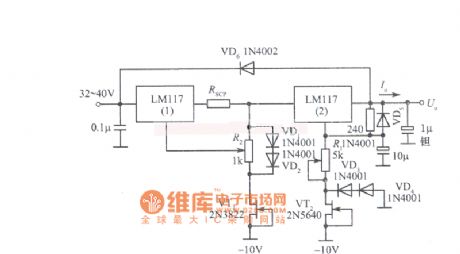 Output current and output voltage adjustable regulated power supply circuit diagram
