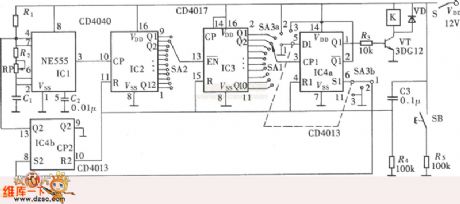 Adjustable general time relay (NE555, CD4013) circuit