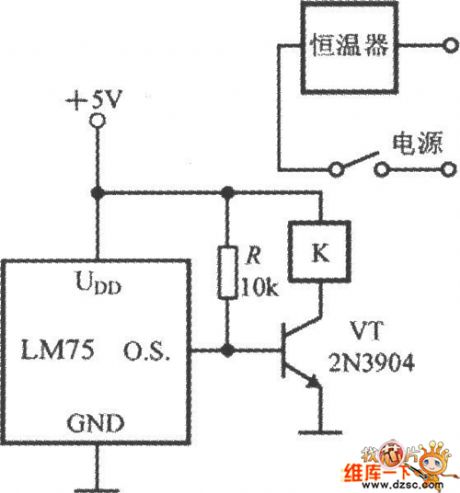 Constant temperature controller circuit diagram composed of intelligent temperature sensor LM75