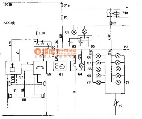 Mitsubishi Jie (PAJERO) brand light off-road vehicle radio clock cigarette lighter lighting principle circuit diagram