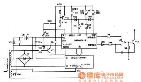 TMS34541NL-R digital clock integrated circuit diagram