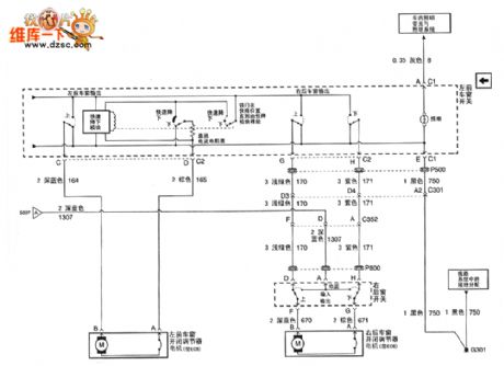 Buick Regal car rearview mirror/window circuit diagram(2)