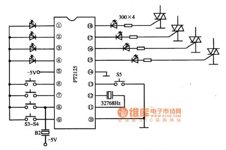 The typical application circuit diagram of PT2124 IC
