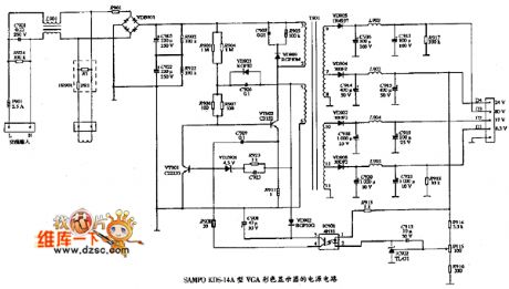 VGA Display SAMPO KDS-14A Type Power Supply Circuit