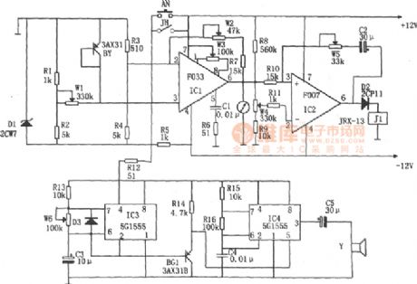 Storehouse temperature measurement alarm circuit diagram