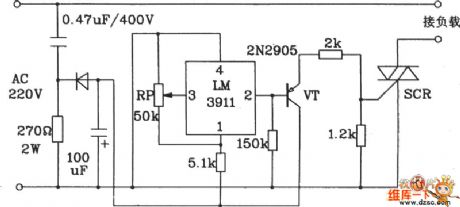 refrigeration equipment temperature control circuit composed of the LM3911 monolithic temperature control integrated circuit