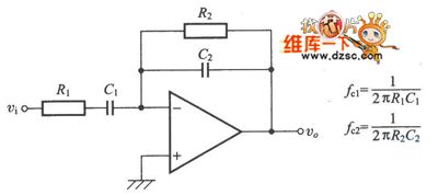 The Band-pass filter circuit which is composed of the amplifier