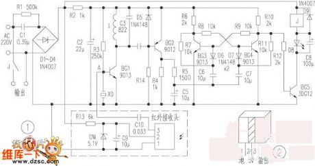 The ultrasonic remote control switch circuit with the infrared remote control mode