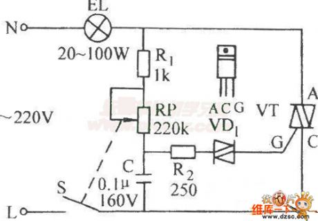 SCR stepless light-adjustment and speed-adjustment (two-way) circuit