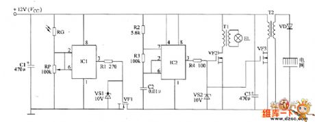 Electronic pests killing lamp circuit diagram 1