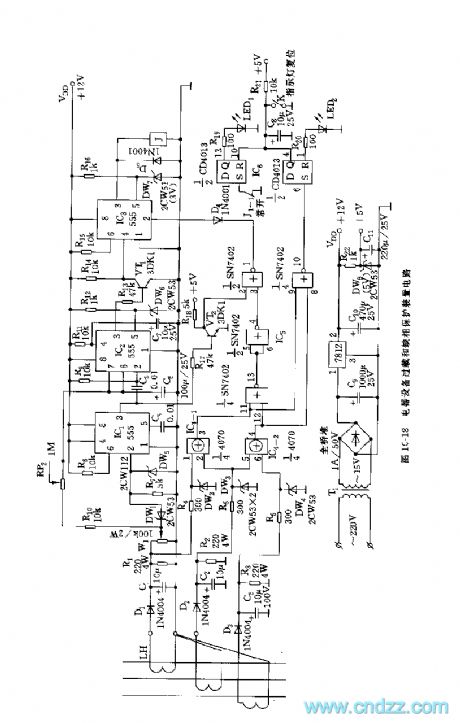 555 electrical equipment overload and open-phase protection device circuit