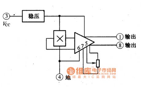 The circuit construction diagram of the double terminal output sensor