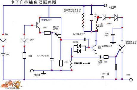 12V Electronic Auto-Control Fishing Device Principle Circuit