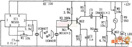 Ultrasonic Wave Liquid Level Indicator Circuit