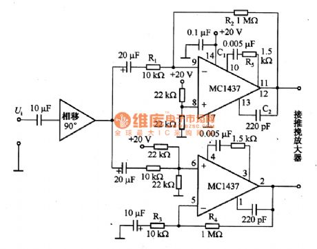The circuit diagram of preamplifier made by MC1437 serves the electric motor drive