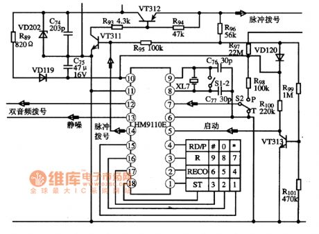 HM9110E Integrated Circuit Typical Application Circuit