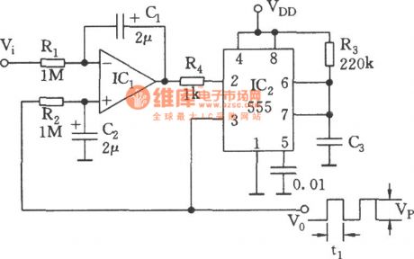 The linear voltage/frequency converter circuit (555)