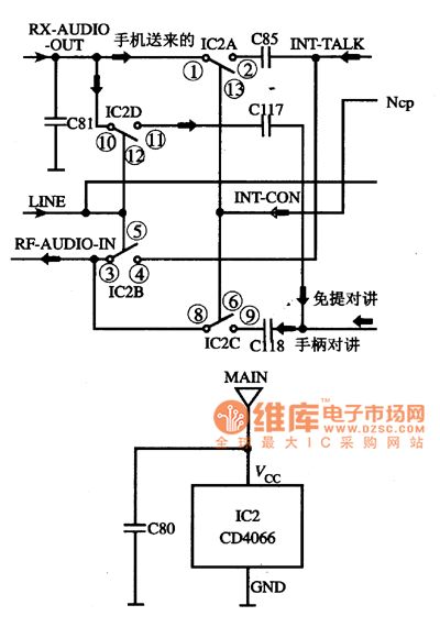CD4066 4-channel electronic switch integrated circuit