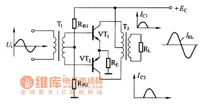 Type B push-pull power amplifier typical circuit