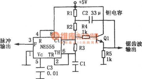 The sawtooth wave generating circuit of 555