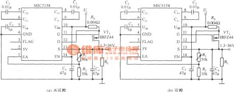 The linear stabilizer circuit of adjustable output voltage composed of MIC5158