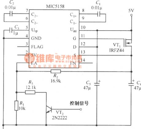 The linear stabilizer circuit of selectable output voltage composed of MIC5158