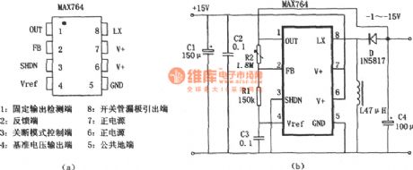 The adjustable polarity inverting power supply composed of MAX764