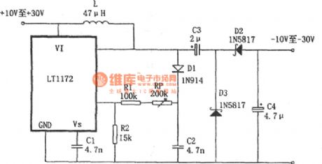 The polarity inverting booster power supply consisting of LT1172