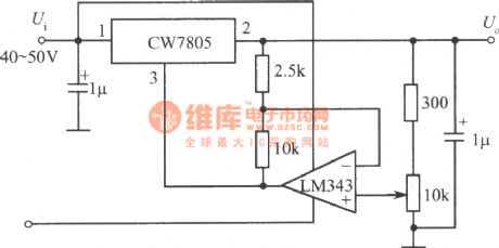 The 1~35V adjustable output stable power supply circuit composed CW7800 and LM343