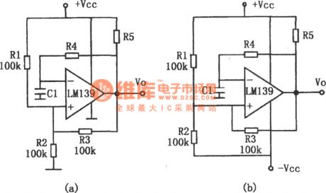 The square wave generating circuit composed of LM139