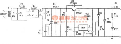 The +5V stable power supply with functions of current expanding and over-voltage protection(7805)