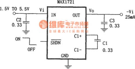 The micro polarity inverting power supply composed of MAX1721