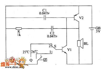 the circuit of heat alarm for rice seedbed
