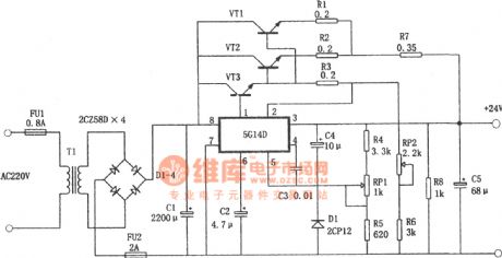 The +24V and 1.9A stable power supply composed of 5G14D